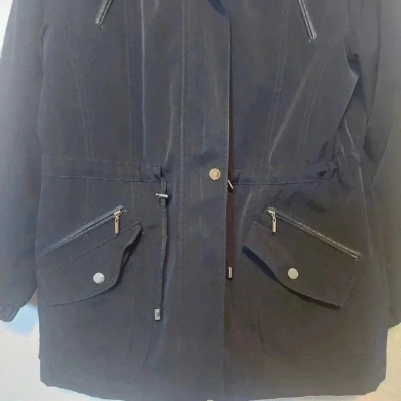 Gallery Petite Size PM Adjust Cinch Waist Removable Liner Black Jacket - Picture 9 of 12